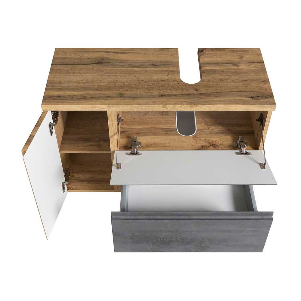 Waschbeckenschrank mit Tür & Klappe & Schublade - Mia