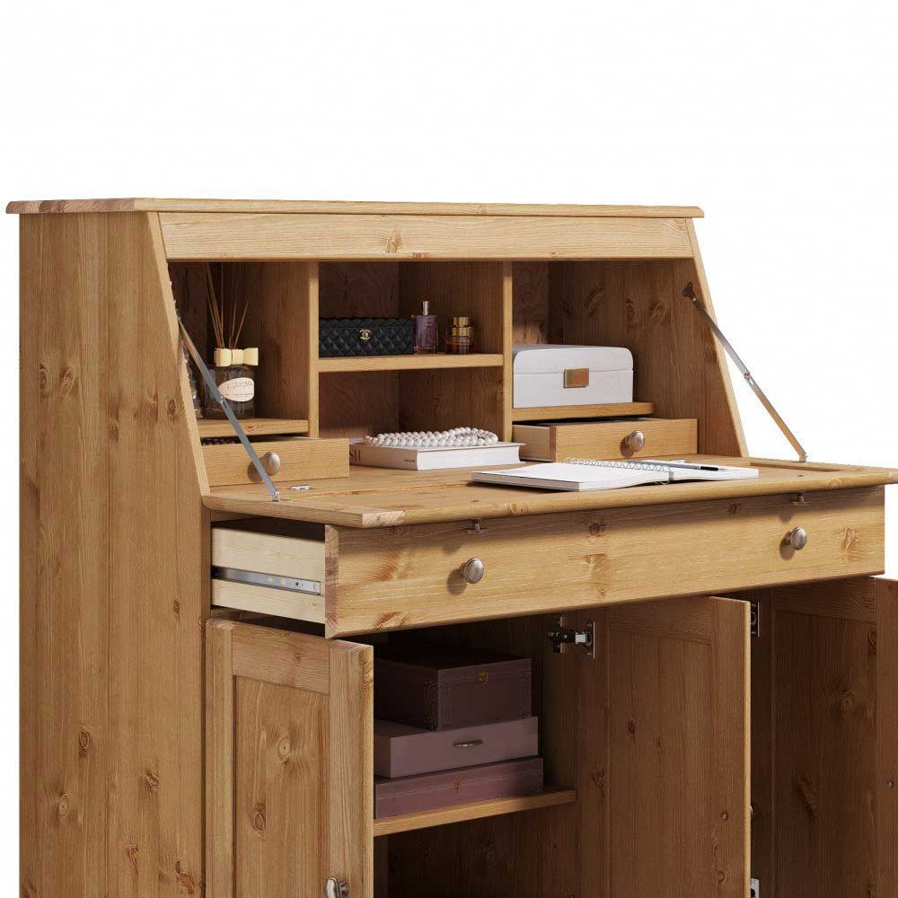 Landhaus Sekretär aus Kiefer Massivholz - Brindusa