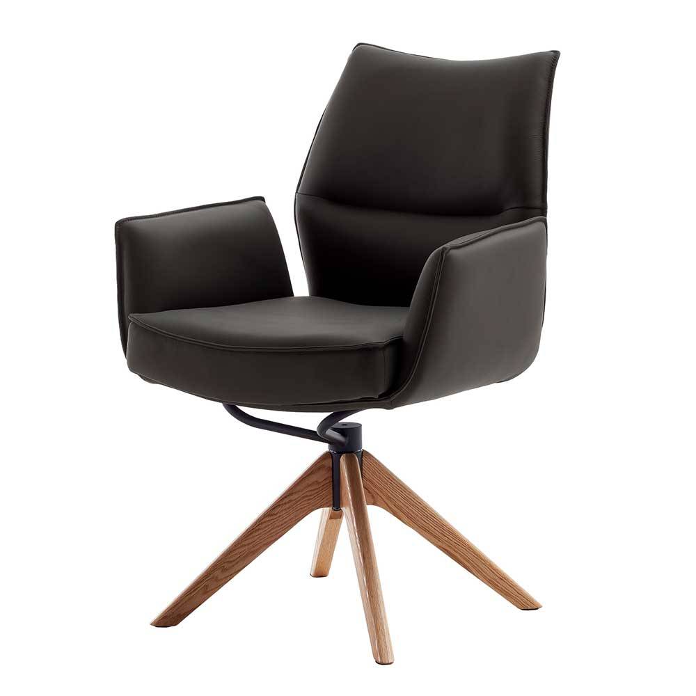 Leder Tischsessel mit Taschenfederkern - Zarodrana (2er Set)