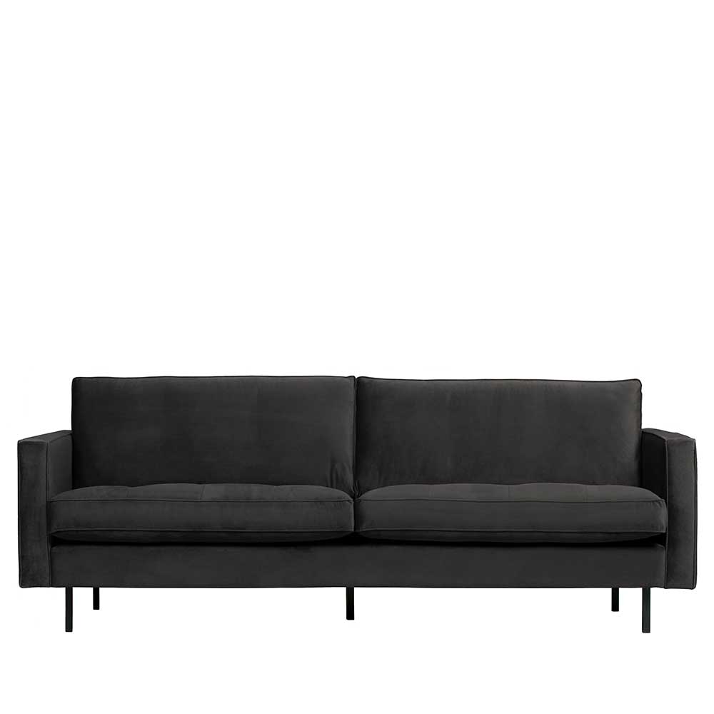 Samt Wohnzimmercouch in Anthrazit mit Schwarz - Ertrego