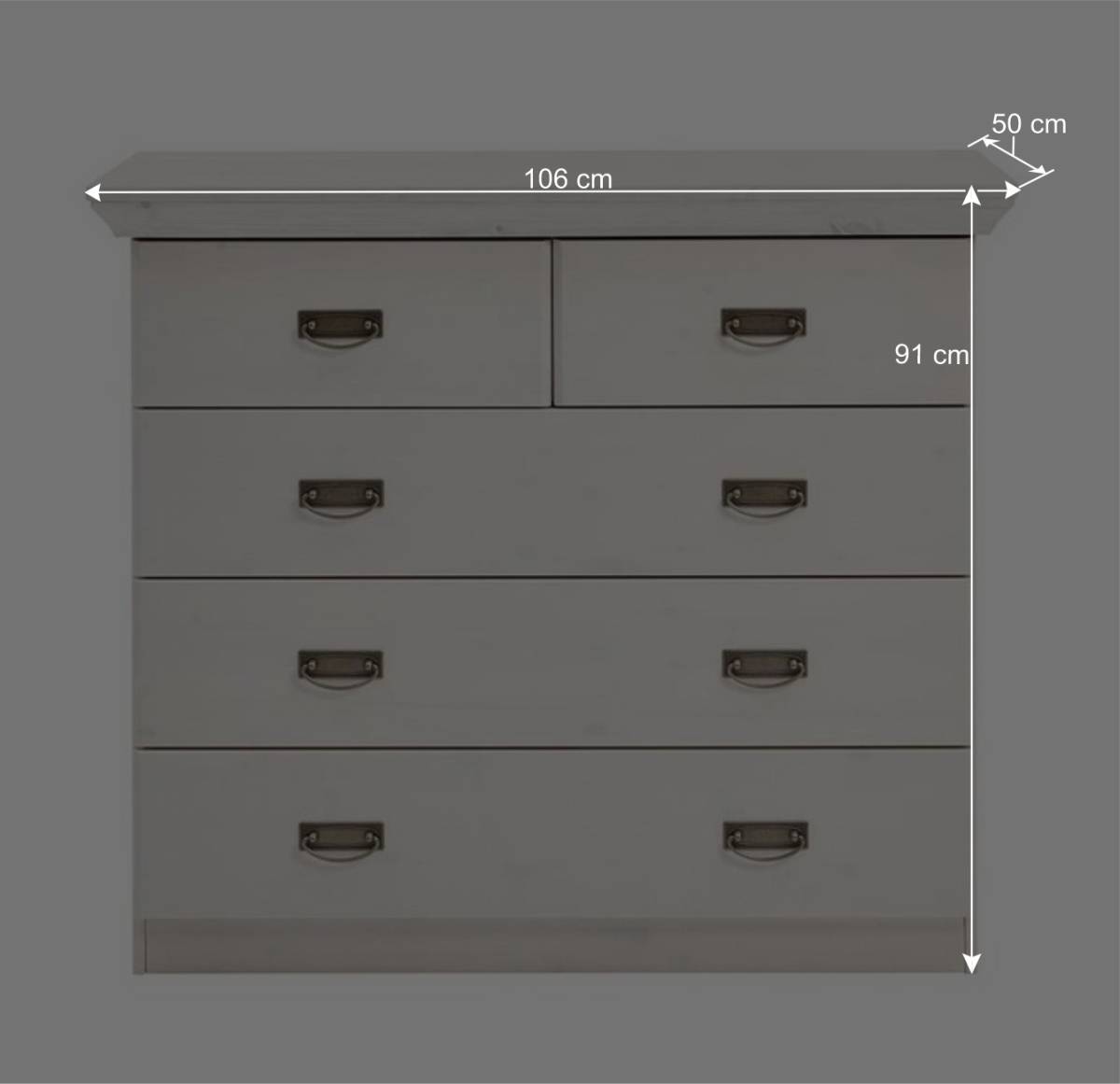 106x91x50 Country Style Kommode zweifarbig - Sibiuta