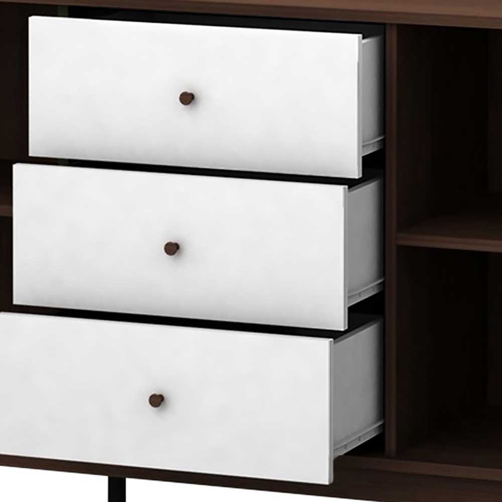140x76x39 Design Sideboard in Weiß & Walnuss - Devkan