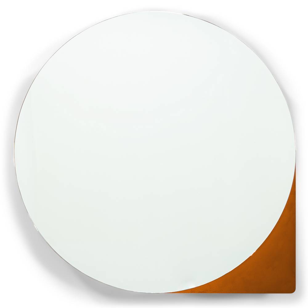 Runder Spiegelschrank mit glänzender Spiegelfront und rotbraunem Korpus für das Badezimmer – Pozuela