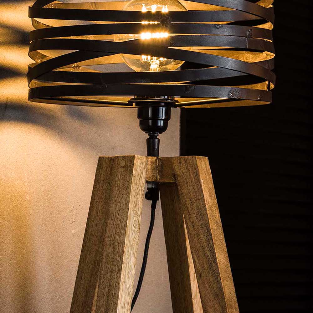 50 cm hohe Tischlampe aus Metall & Holz - Manca
