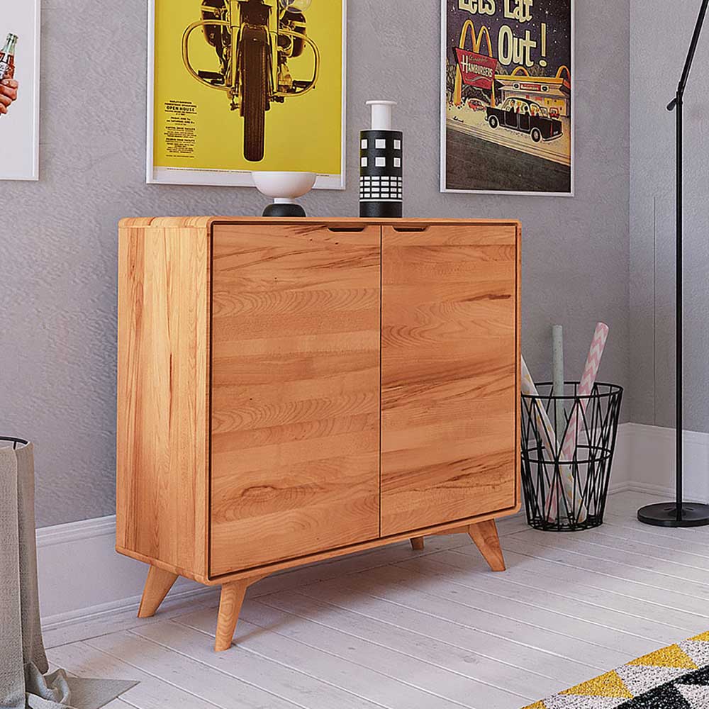 Kernbuche Kommode 90 cm breit mit zwei Türen für Wohnzimmer – Junola