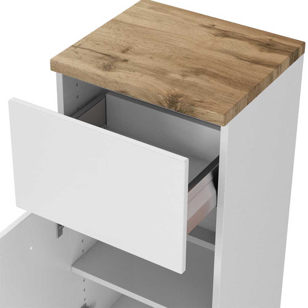 Badezimmer Unterschrank in Weiß & Wildeiche - Misbonas