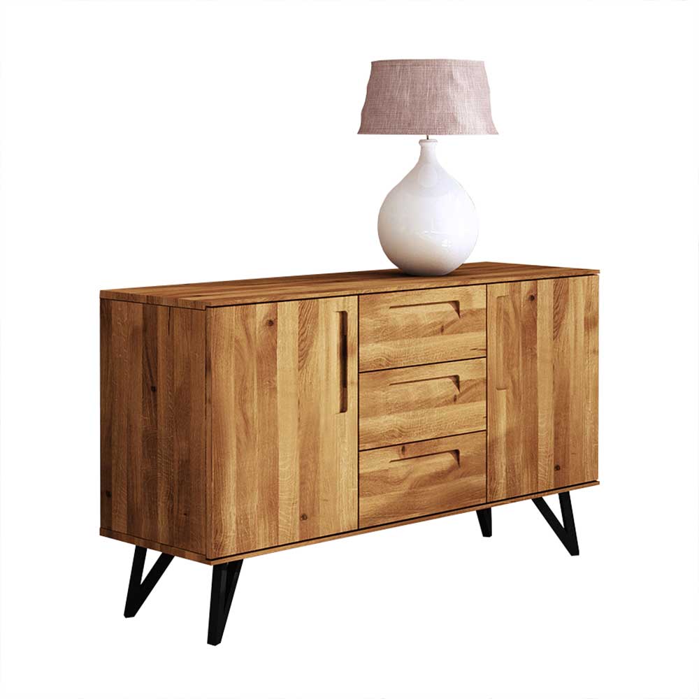136x81x45 Massivholzkommode mit Stahlbeinen - Mandirov