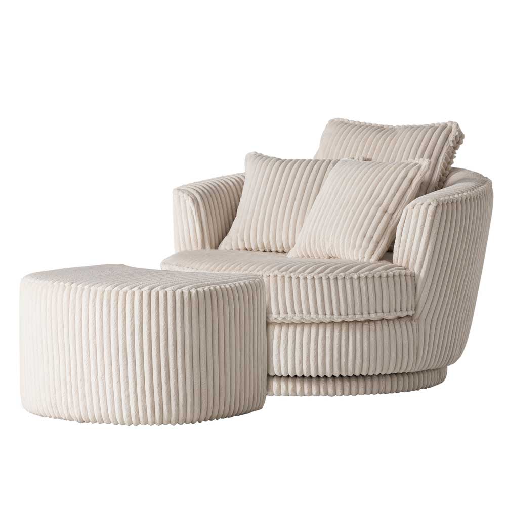 Drehsessel & Hocker Set aus Cord - Token (zweiteilig)