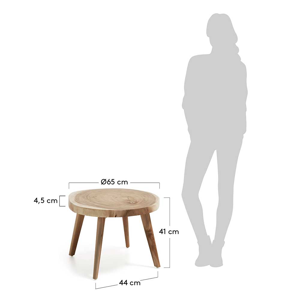 Runder Couchtisch Flanzios mit Baumkante