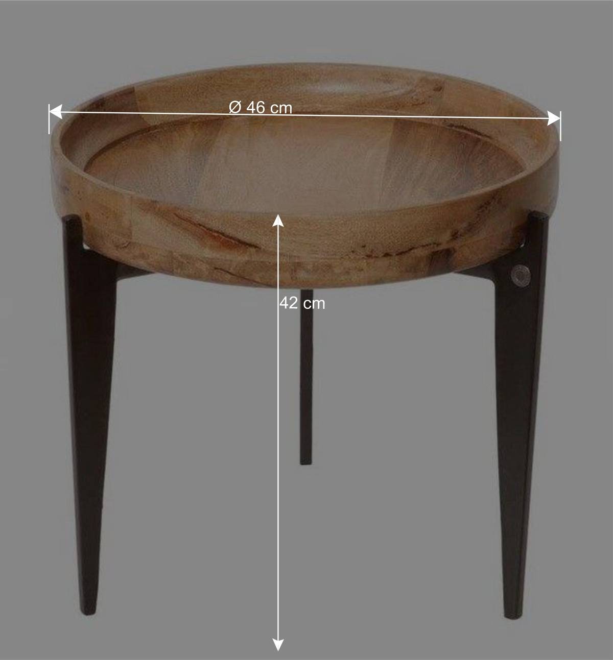 Runder Tabletttisch aus Mango Natur - Offia
