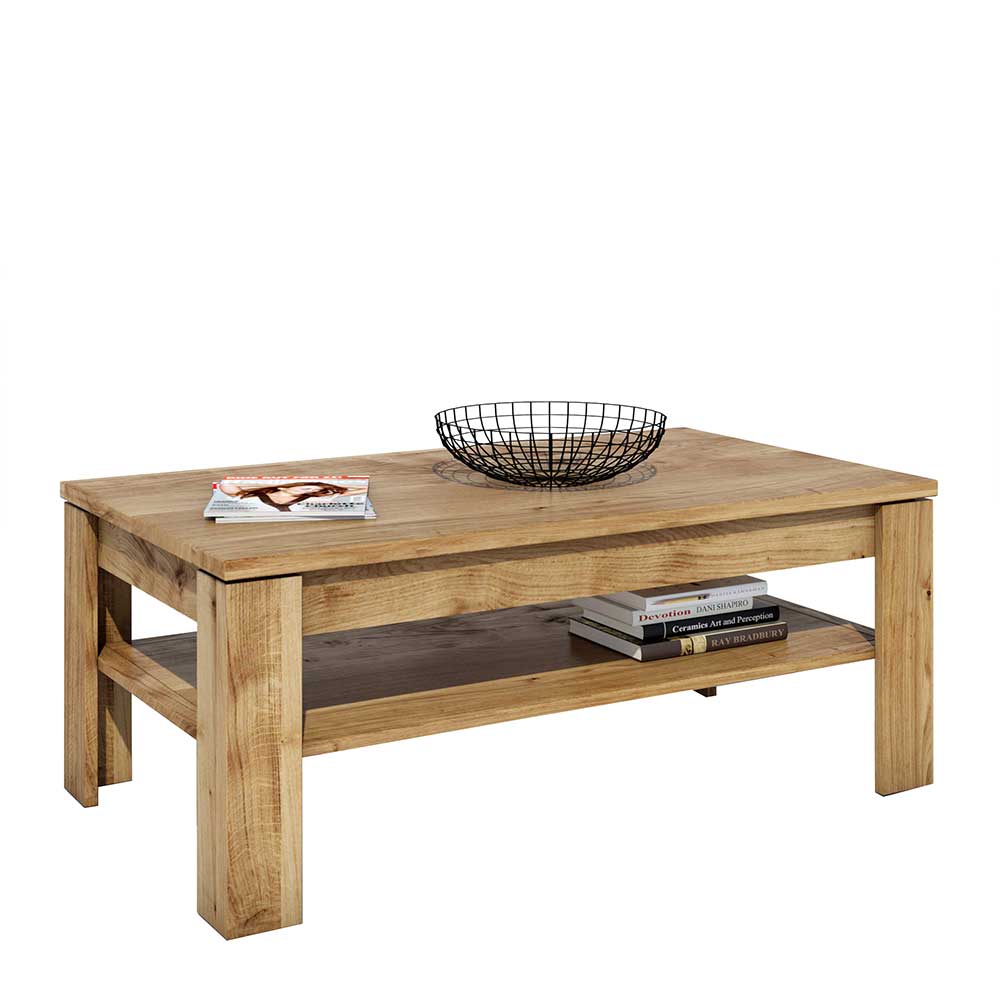 110x65 Holz Wohnzimmertisch aus Wildeiche - Maila