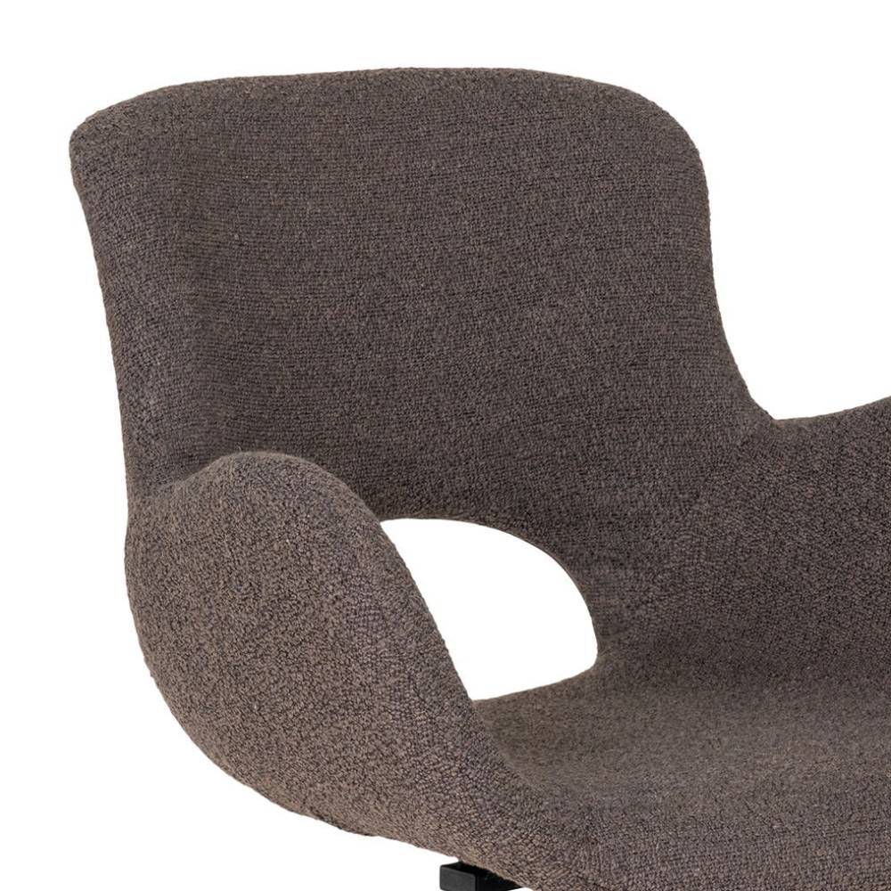 Graubraune Boucle-Struktur und Rückenlehnen-Aussparung des Drehstuhls im 2er Set – Levisa