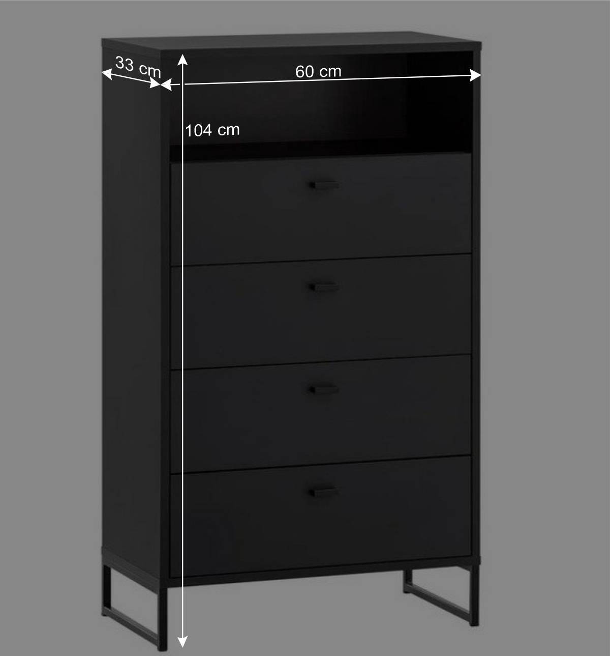 60x104x33 Hochkommode in Schwarz - Anderian