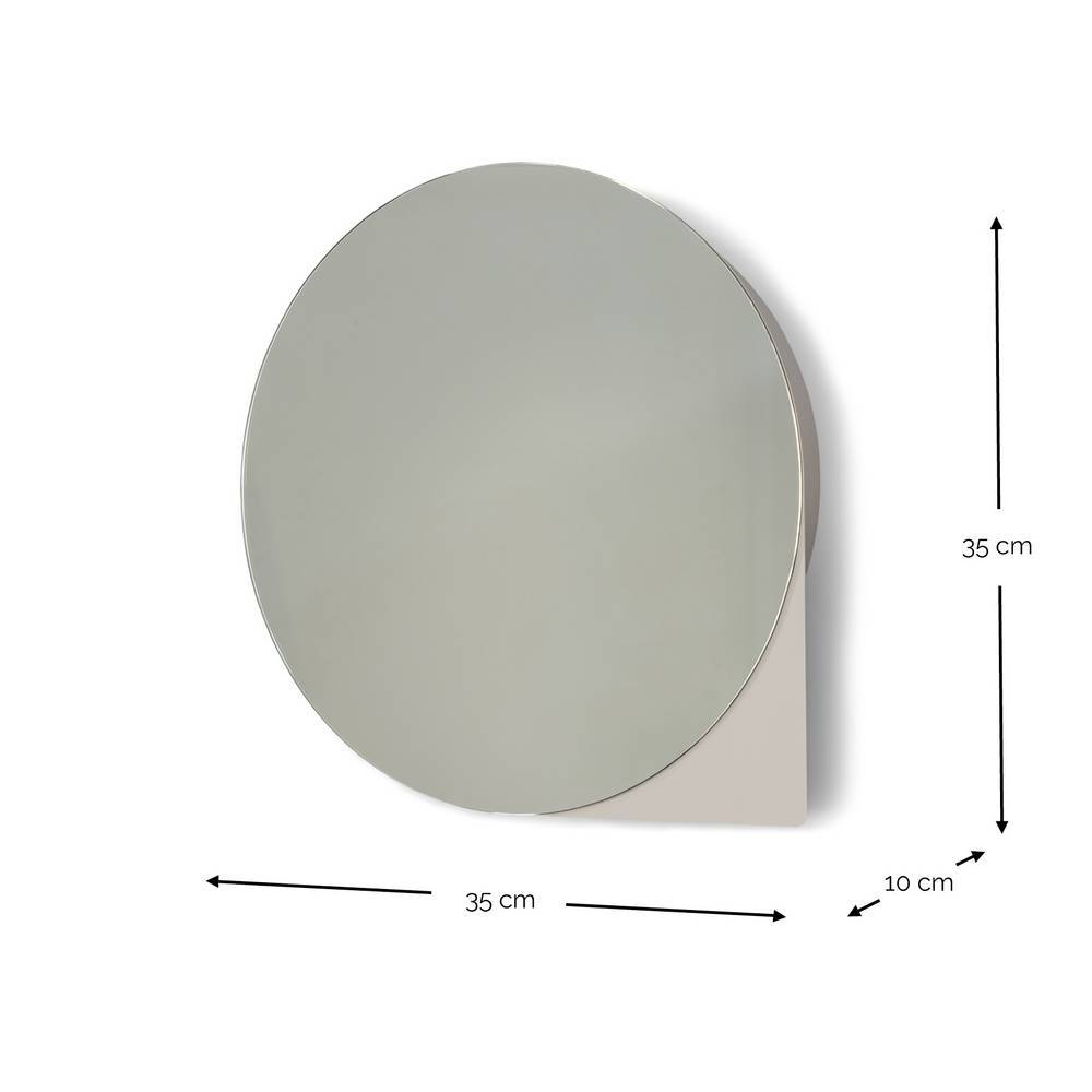 Runder Design-Hängeschrank mit Spiegeltür in Weiß und Maßen 35x35x10 cm für das Badezimmer – Wanna
