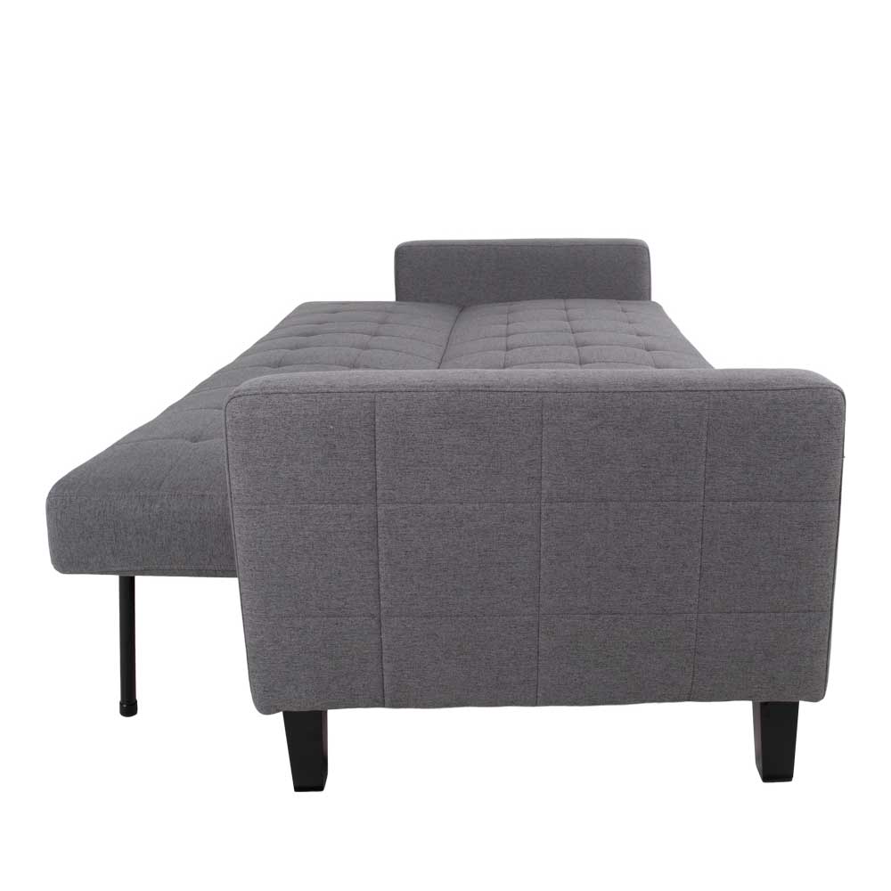 Graues 3-Sitzer Schlafsofa als Gästebett teilweise ausgeklappt – Industry