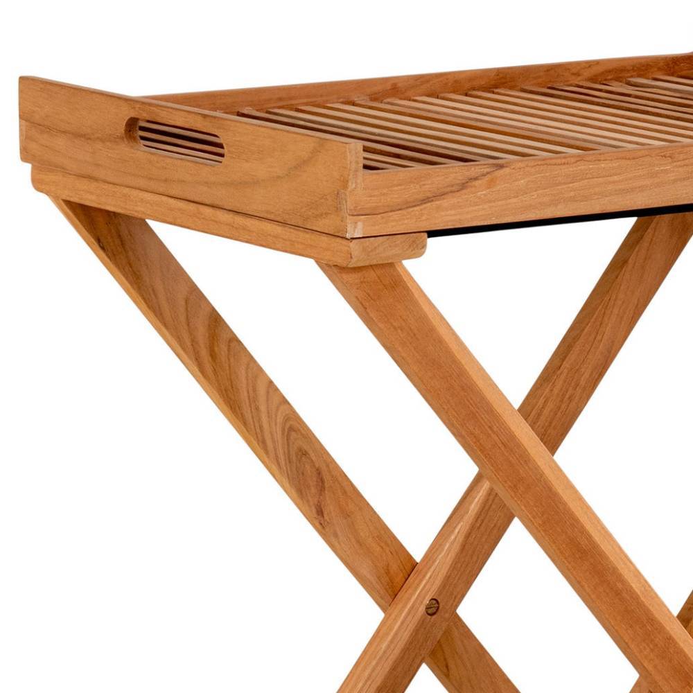 Tablett Tisch aus Teak Massivholz - Muldivian