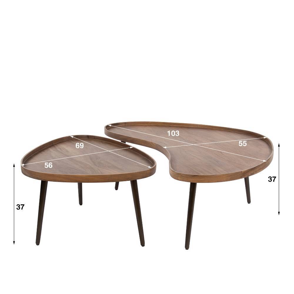 Nierenform Couchtisch Duo aus Akazie - Emila (zweiteilig)