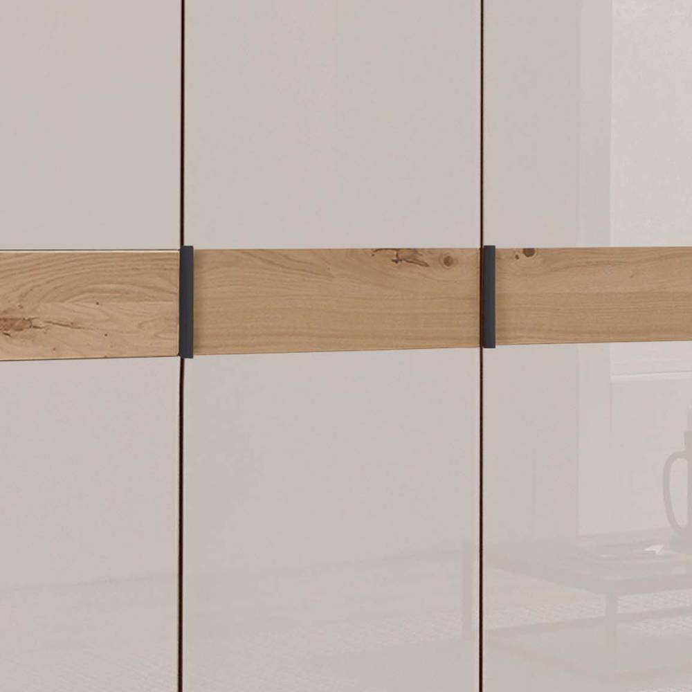 5-türiger Kleiderschrank mit Glas in Weiß - Crucav