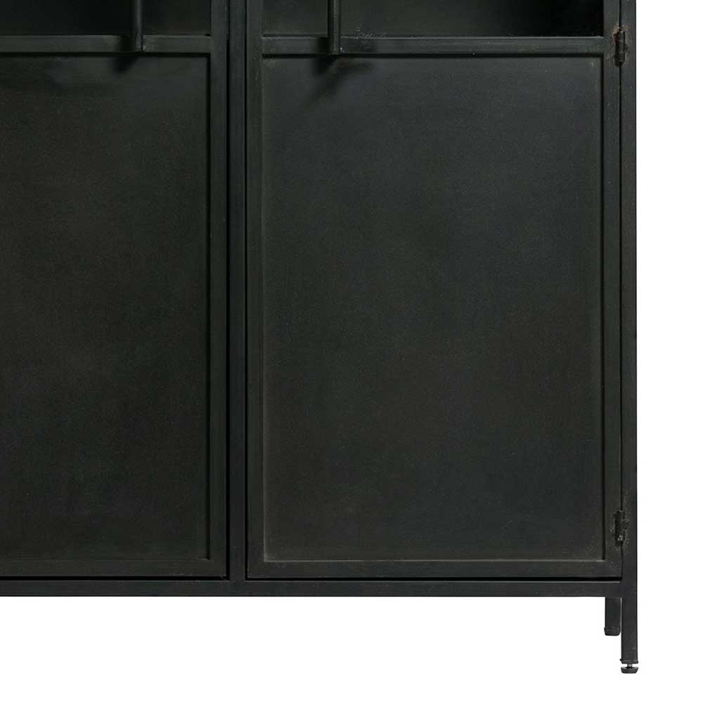 2-türige Metall Vitrine in Schwarz - Ponnya