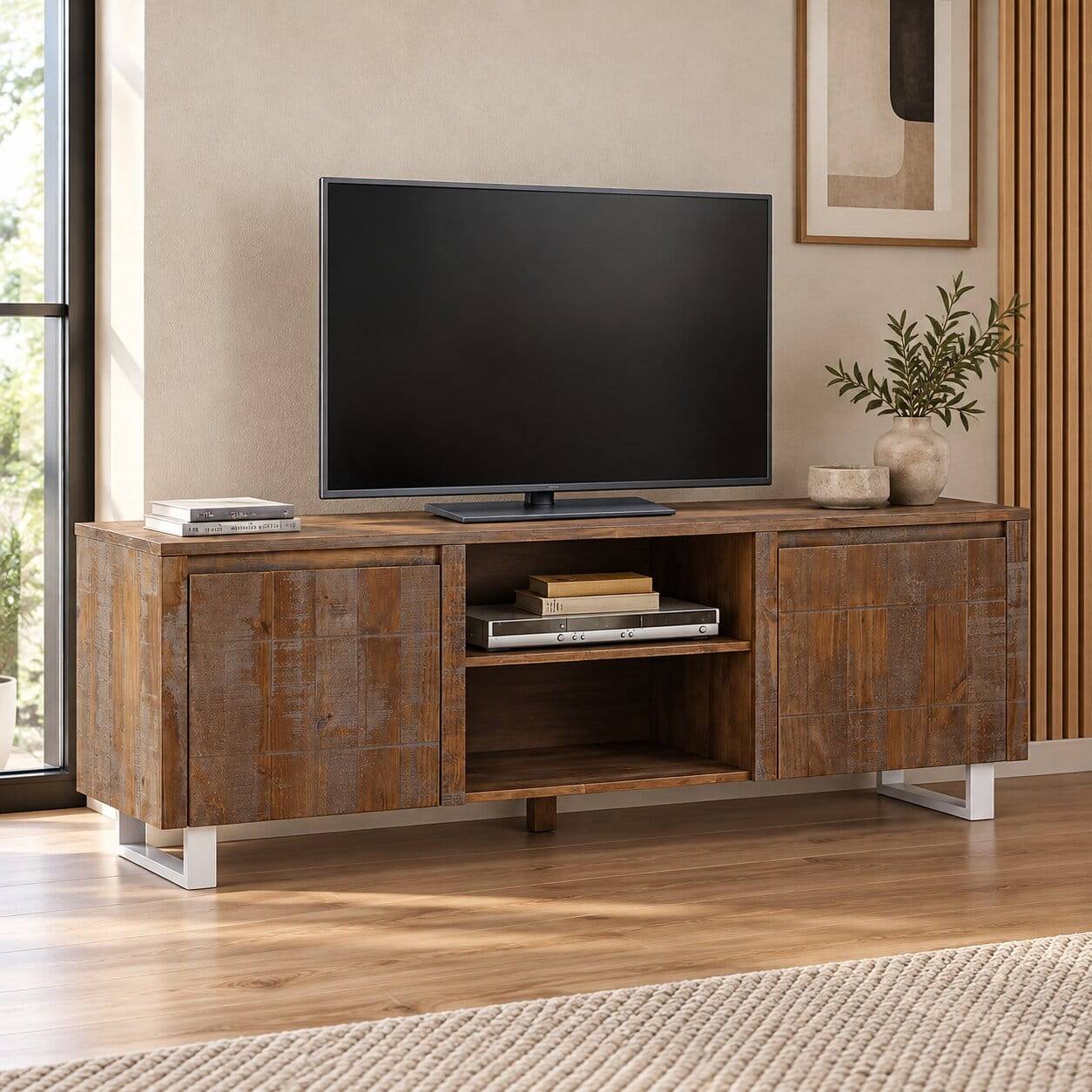 TV Lowboard aus massiver Kiefer Dunkel - Lavagna