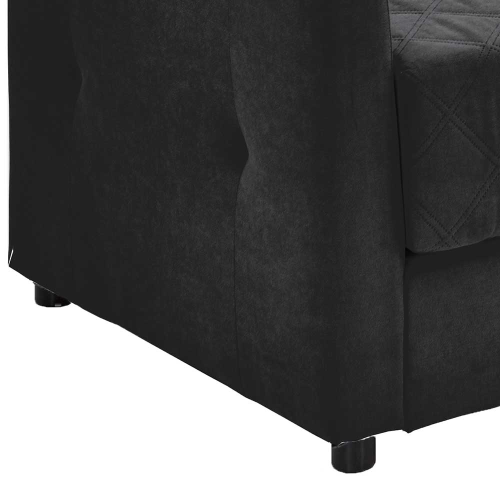 H2 Schlafcouch mit Topper in Schwarz Stoff - Casmanian