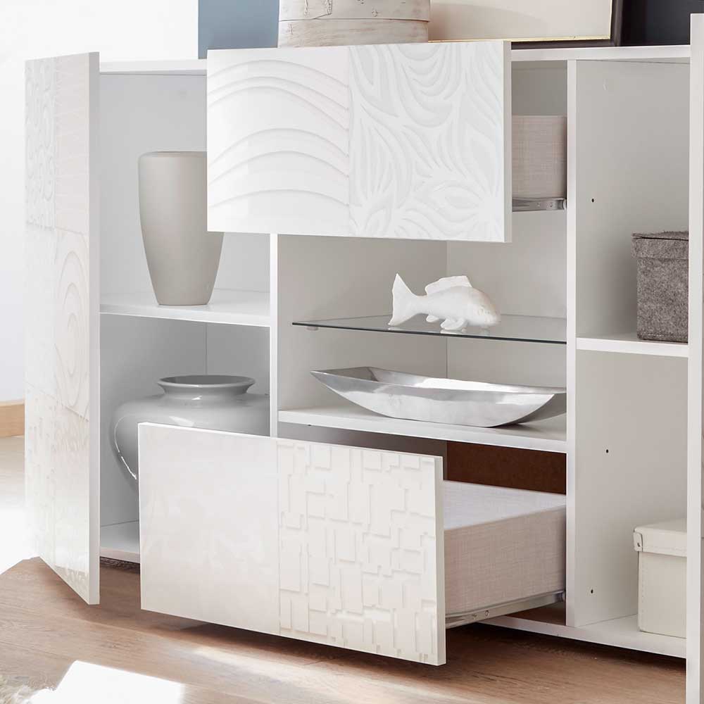 Hochglänzend lackiertes Sideboard in Weiß - Vascaub