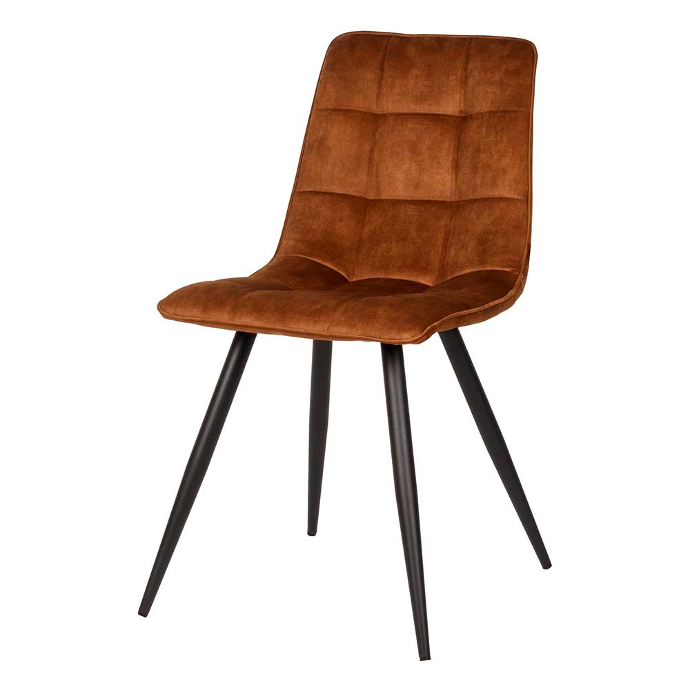 Velours Esstischstuhl in Ocker & Schwarz - Jacintas (2er Set)