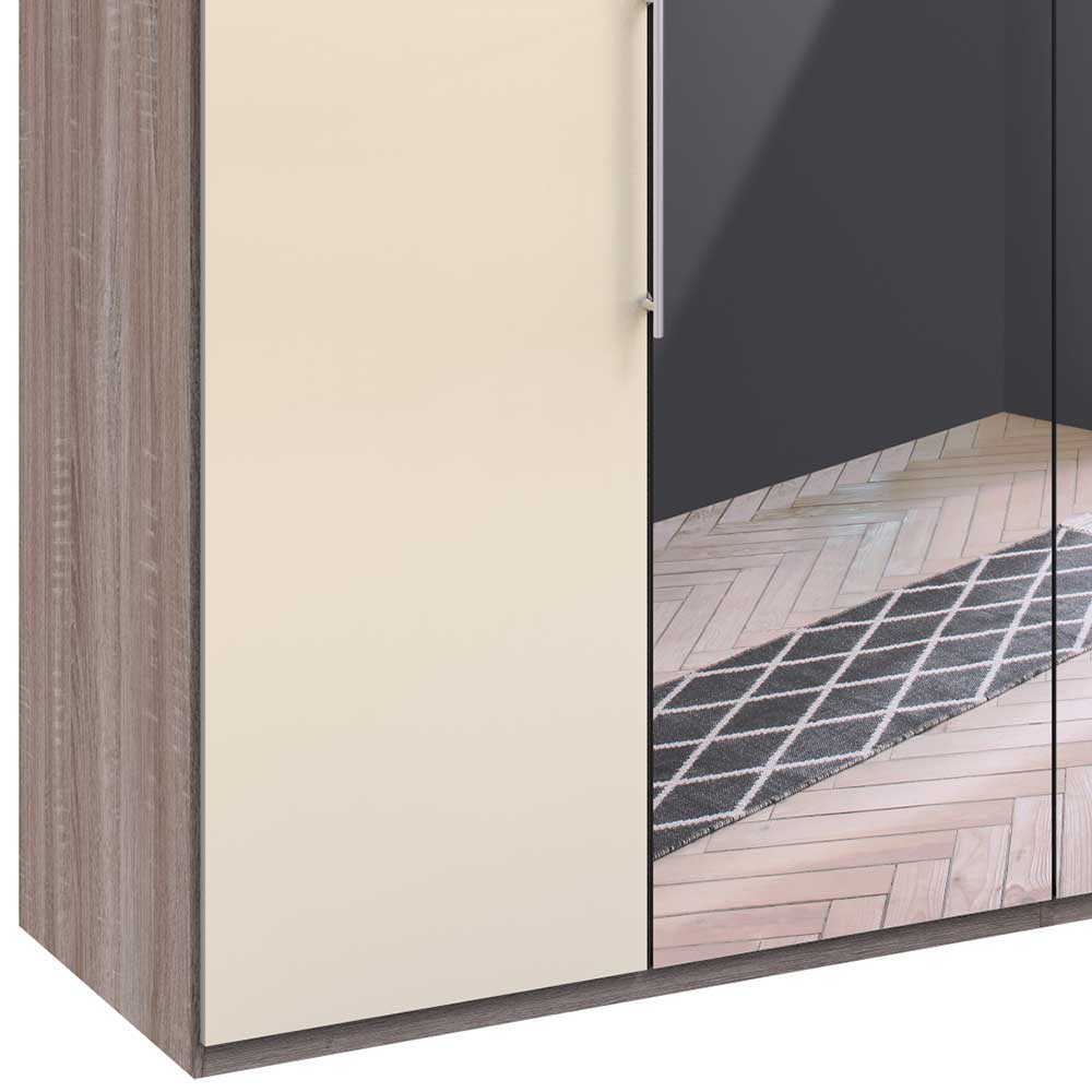 Kleiderschrank mit Glasfront - Spiegel & Creme - Bernau