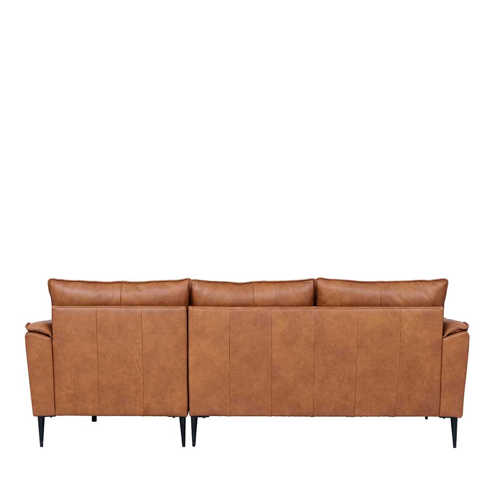 Federkern Ecksofa in Cognac Braun Leder - Zierra
