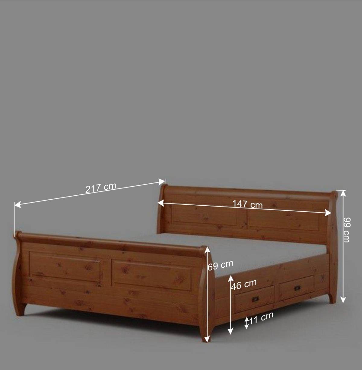 Landhaus Bett in 140x200 mit Schubladen - Lusanne