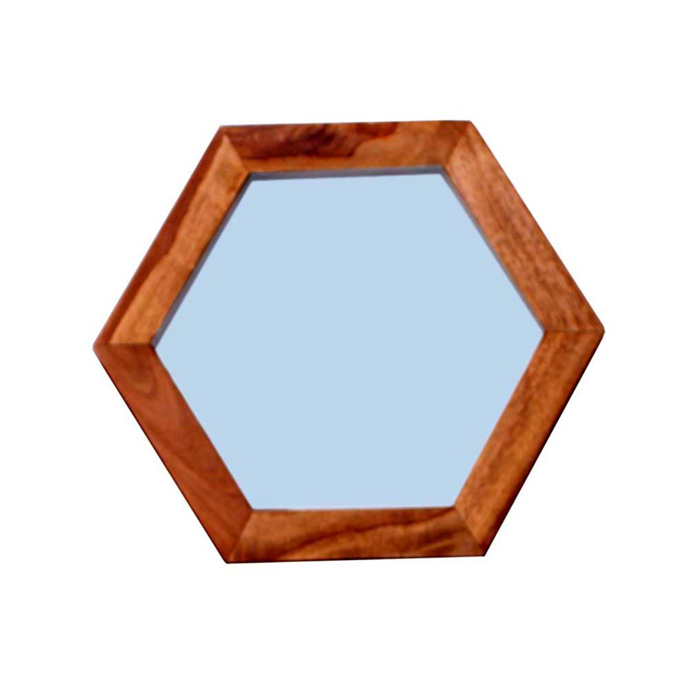 Hexagon Spiegel mit Holzrahmen - Mendoza
