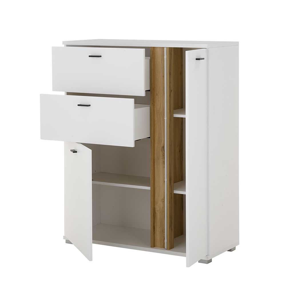 Beleuchtetes Sideboard in Weiß mit Wildeiche - Racelyn