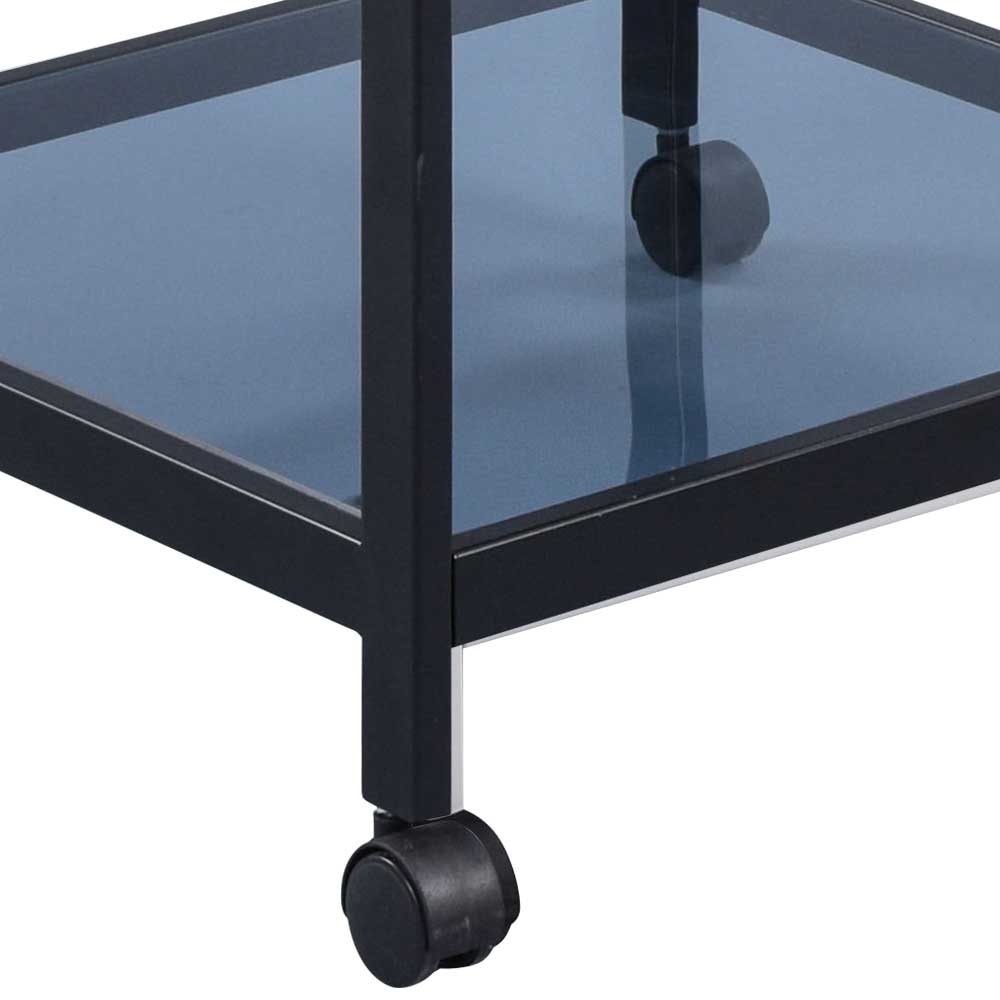 Beistelltisch auf Rollen aus Metall & Glas - Belego