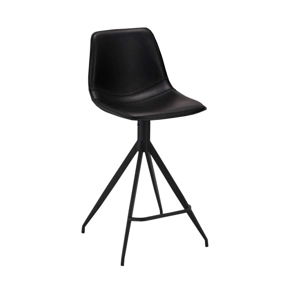 Kunstleder Barstuhl in Schwarz - Bennetto (2er Set)