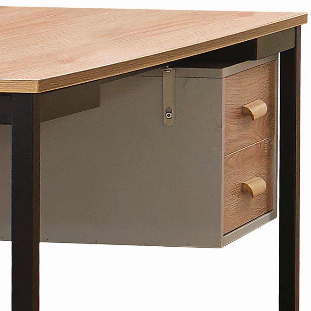 Integriertes Schubladenelement mit zwei Fächern und grauem Metallgehäuse – Pluta