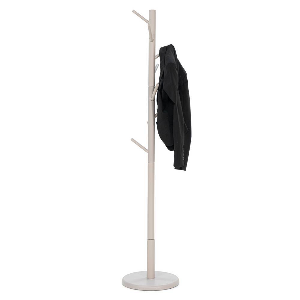 Standgarderobe aus Gummibaumholz in Taupe - Moore