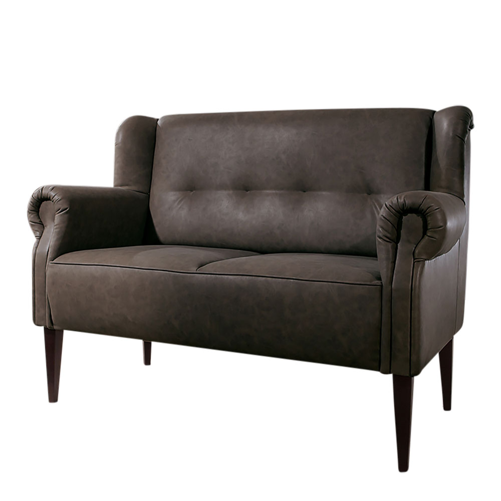 Klassisches graues Sofa in Lederoptik mit schmalen Beinen – Yuto