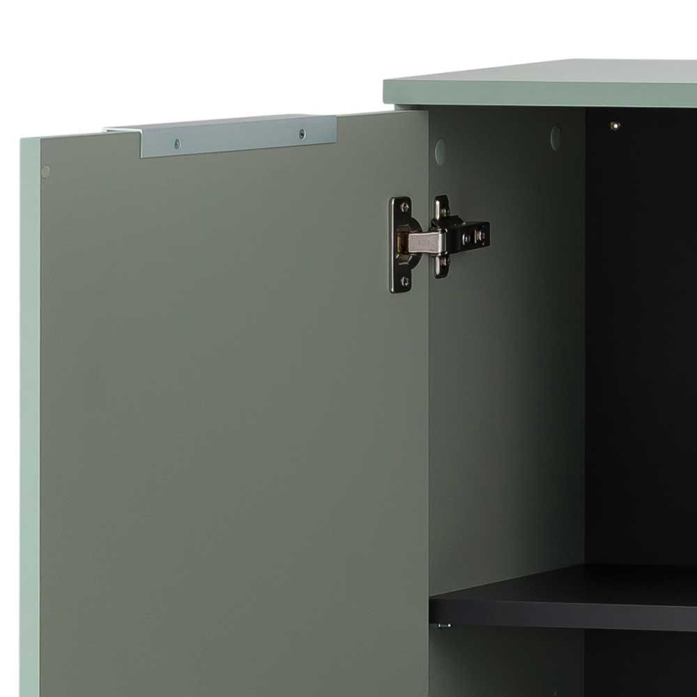 Badezimmer Highboard in Graugrün und Eiche - Liz