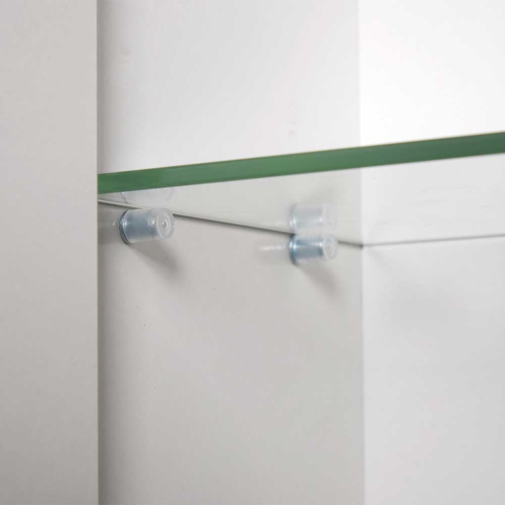 Glasboden im Badezimmerspiegelschrank mit transparenter Halterung und weißer Innenwand – Rock