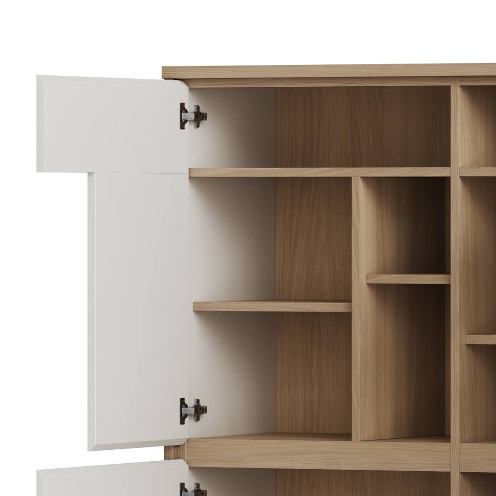 Skandi Highboard in Eiche Dekor und Weiß - Ovidio