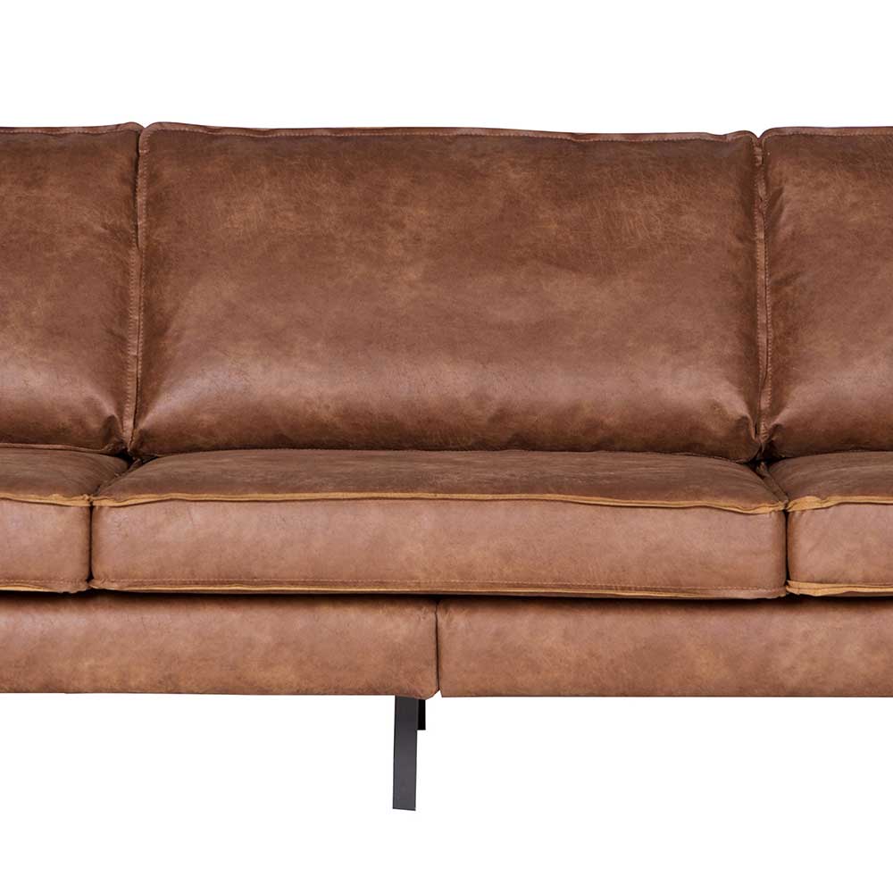 Rückenlehnen und Sitzkissen der Dreisitzer Couch aus recyceltem Leder – Monty