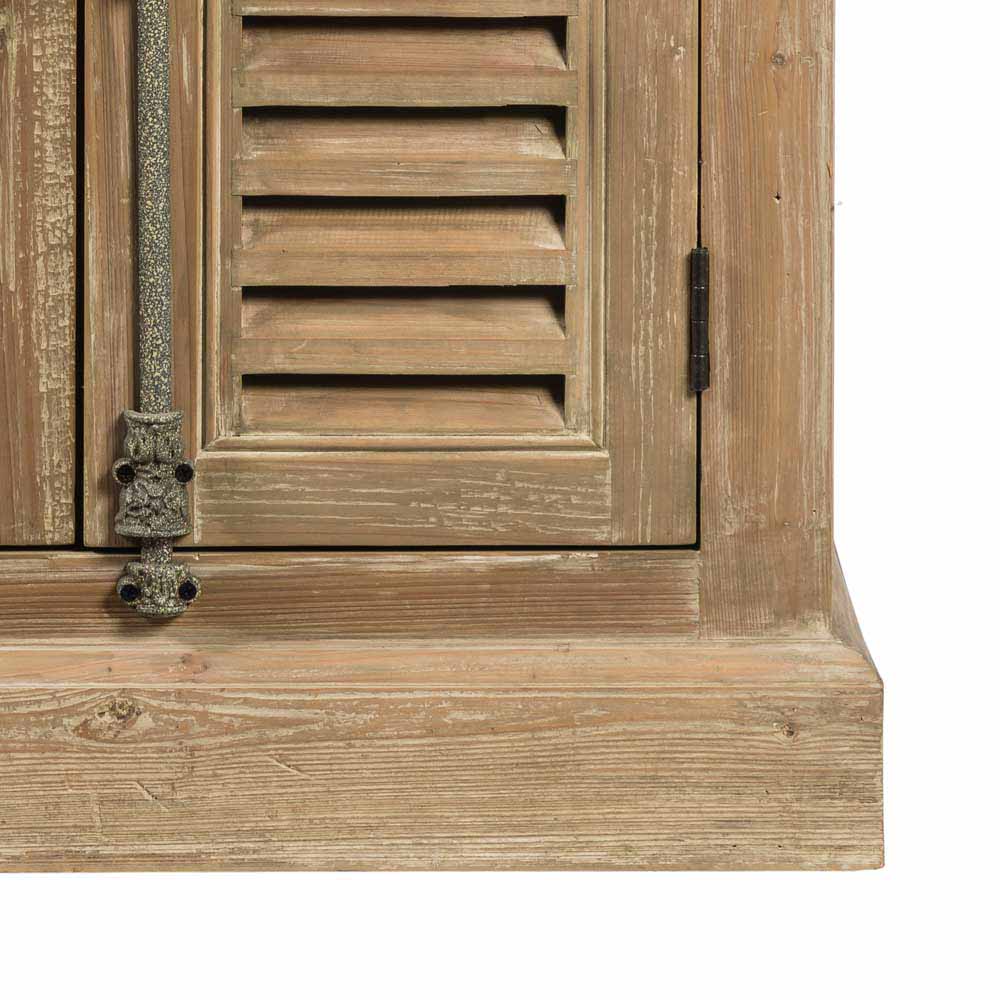 Waschtischunterschrank aus Kiefer Antik mit Lamellentür und rustikalem Holzsockel – Harrosands