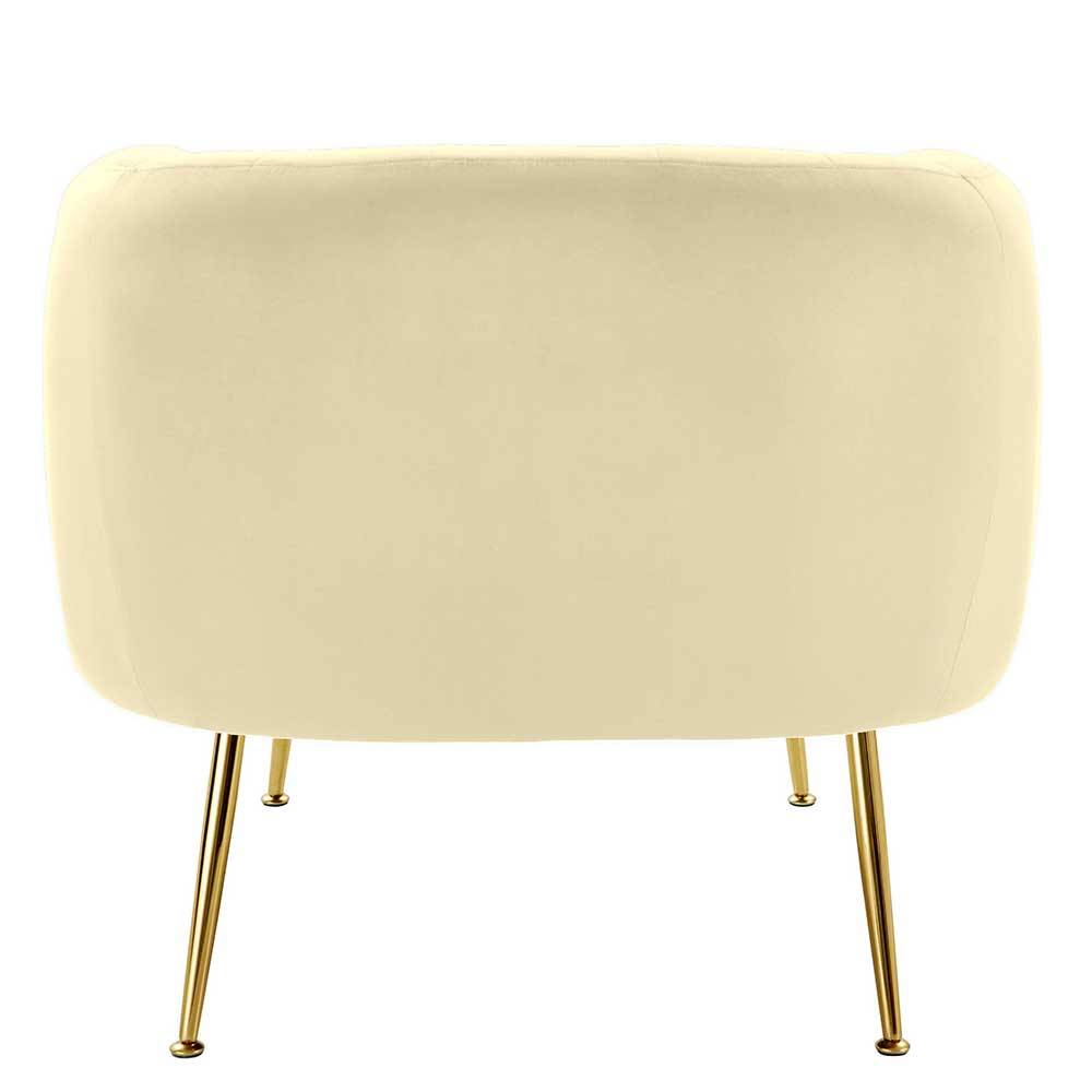 Retro Sessel in Cremefarben Samt - Magies