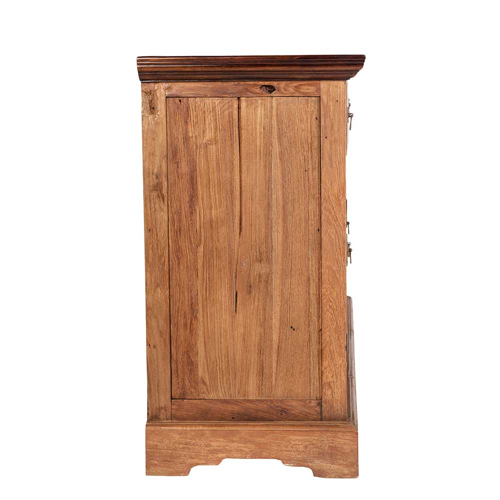 Teak Kommode Seitenansicht aus massivem Holz, ideal als Beistellschrank für den Flur – Mangato