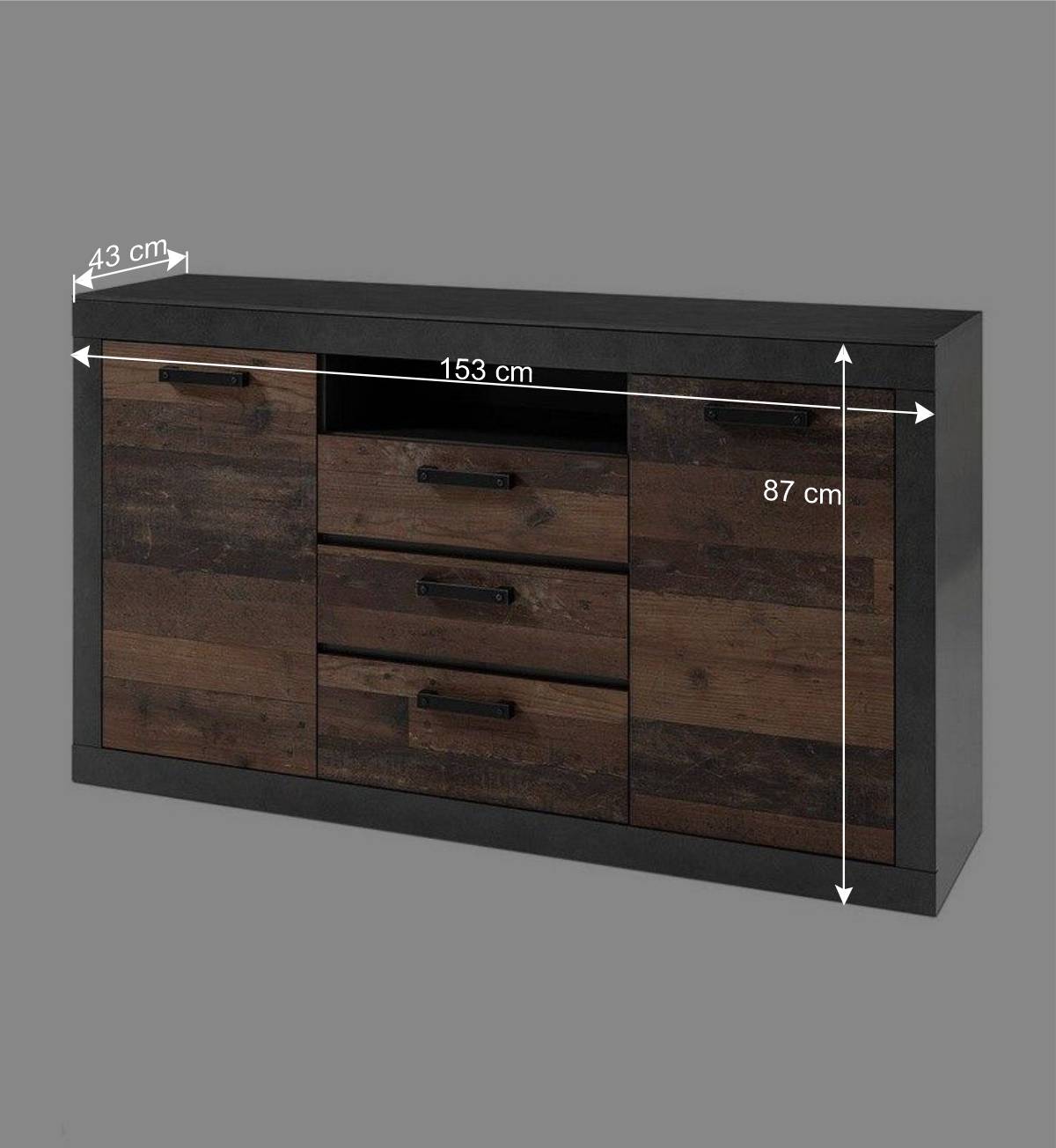153x87x43 Kombi Sideboard mit Sockel - Timuras