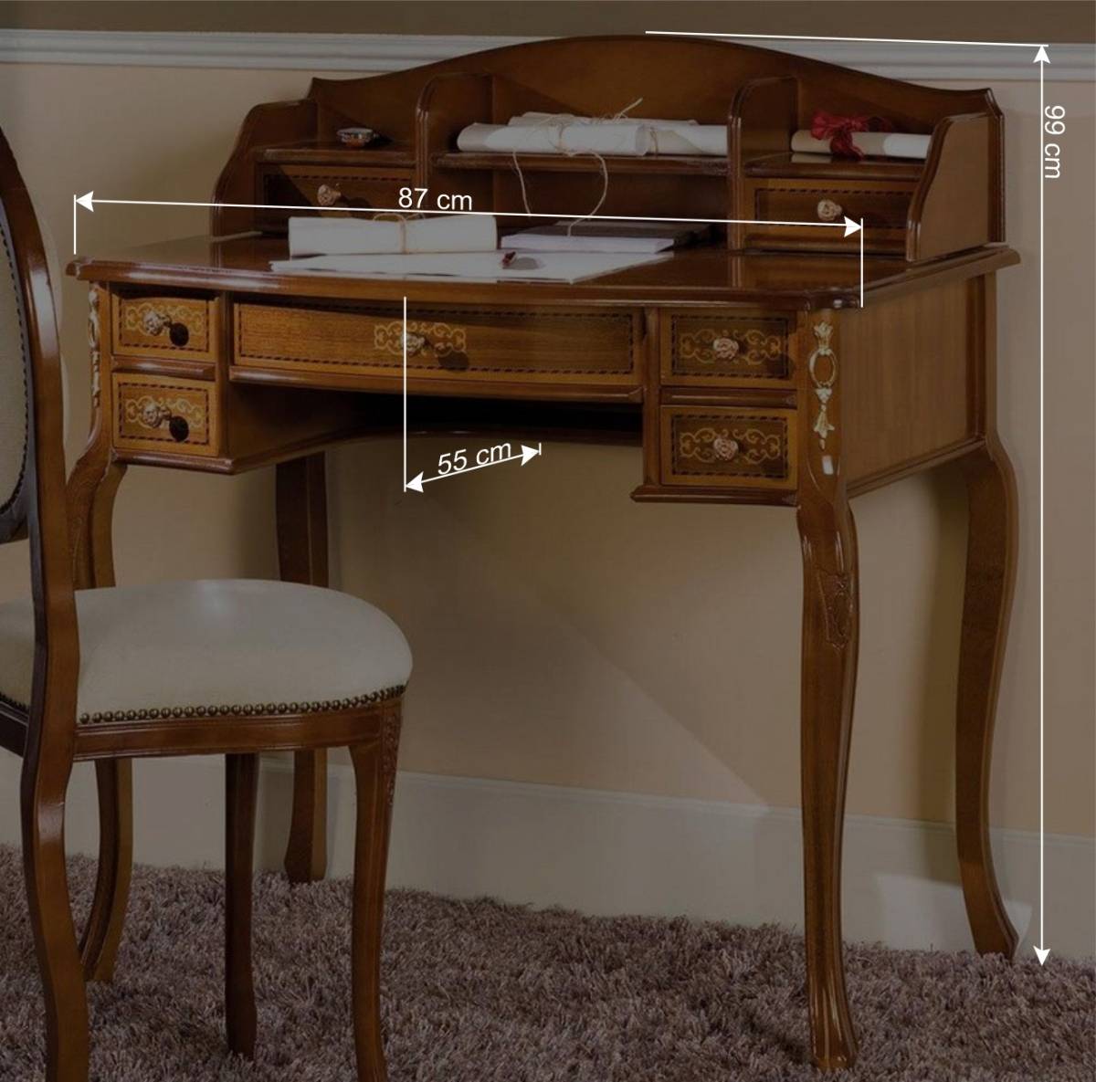Barock Arbeitszimmer Möbel Natale mit Schreibtisch (zweiteilig)