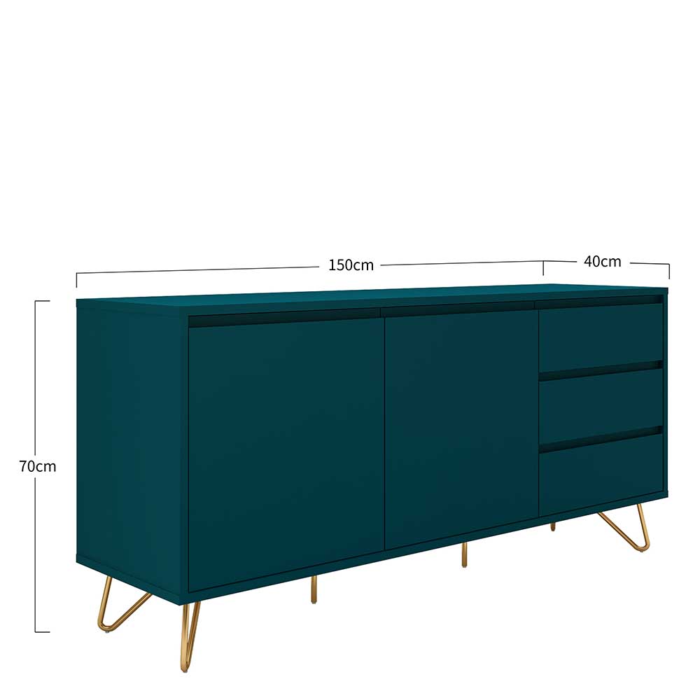 150x70x40 Sideboard in Petrol mit Hairpin Legs - Addictet
