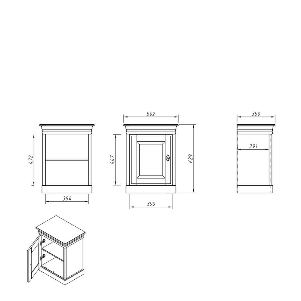 Landhaus Nachtschrank mit Drehtür - Varicano