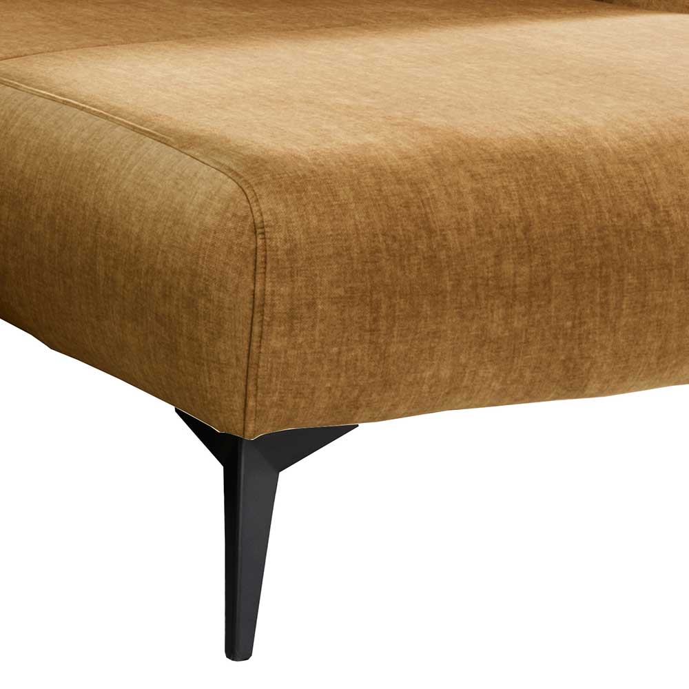Microvelours Ecksofa in Ocker & Schwarz - Adendras