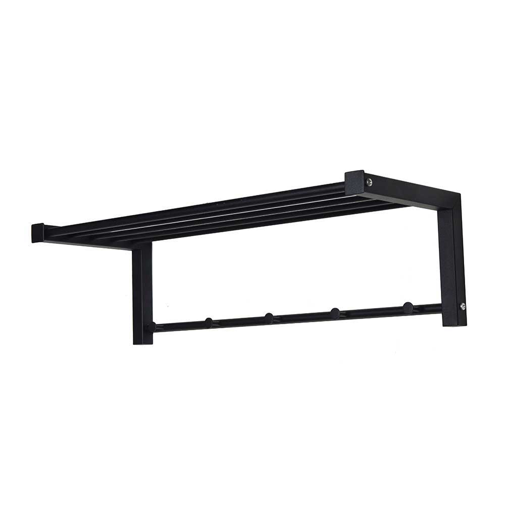 Schwarze Stahl Wandgarderobe mit Hutablage - Tattra